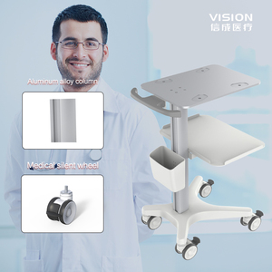 รถเข็นอุปกรณ์การแพทย์ปรับความสูงได้พร้อมชั้นวางหนึ่งชั้น - รถเข็นเคลื่อนที่สำหรับโรงพยาบาลสำหรับการผ่าตัด/คลินิก - Product Image 4