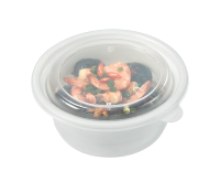 Bol à riz jetable en plastique à 2 couches, conteneur pour restauration rapide de restaurant chinois, boîte à lunch ronde en PET à emporter, emballage alimentaire