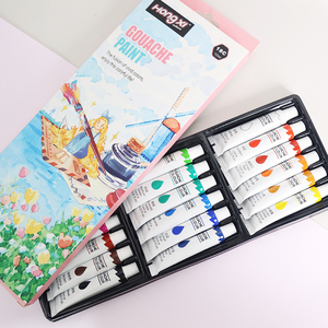HongxiCulture – Coffret de peinture <span class=keywords><strong>gouache</strong></span> en tubes aluminium 12/24/36 couleurs de 12 ml – Vente en gros pour débutants et enfants - Product Image 3