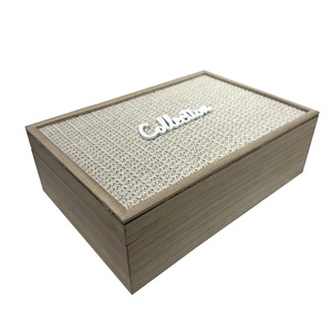 Custom Rattan Set Of 2 MDF Decorative Rectangle Packaging Small Wooden Craft Storage Box With Lid For Gift