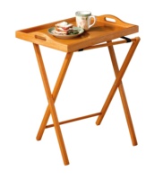 Plateau de service à manger pliant en bois massif Table basse Plateau TV Ensemble de table Table de petit déjeuner Meubles de salon avec rangement