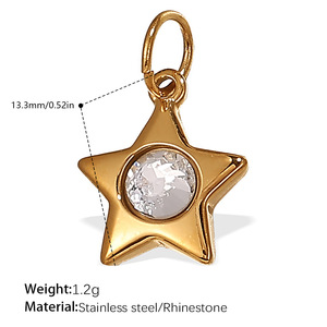 Ensemble <span class=keywords><strong>de</strong></span> pendentifs étoile, lune et soleil en acier inoxydable, hypoallergénique, étanche, couleur or, pour la création <span class=keywords><strong>de</strong></span> <span class=keywords><strong>bijoux</strong></span> - Product Image 6