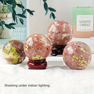 Vente en gros de sphères de cristal polies de haute qualité, boule de tourmaline lotus, jaspe, ornement Feng Shui, pierres de guérison, décoration d'intérieur, cadeau - Product Image 3