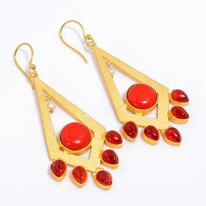 ต่างหูอัญมณีทองเหลืองชุบทอง14K ทำด้วยมืออัญมณีทองเหลืองเครื่องประดับแฟชั่นเครื่องประดับทองเหลืองออกแบบได้ตามต้องการขายส่ง - Product Image 2