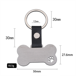 Ywggu स्टेनलेस स्टील गर्म बिक्री खाली pu चमड़े के कुत्ते की हड्डी की हड्डी के साथ उच्च गुणवत्ता वाले अनुकूलित लोगो धातु कुंजी श्रृंखला - Product Image 5