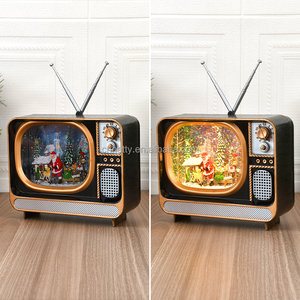 Factory Wholesale Resin Christmas TV Set with LED Light Festive <b>Santa</b> <b>on</b> <b>Sleigh</b> Sculpture Moving Back and Forth - Product Image 4
