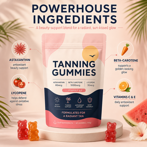Gummies bronzantes OEM Natural Summer Glow sans sucre, complément pour une peau bronzée, soutien de la mélanine, autobronzant comestible pour tous types de peau - Product Image 3