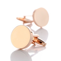 Lot de 2 Boutons de Manchette Simples Personnalisables Gravés en Acier Inoxydable Poli, Ronds et Vides, pour Hommes