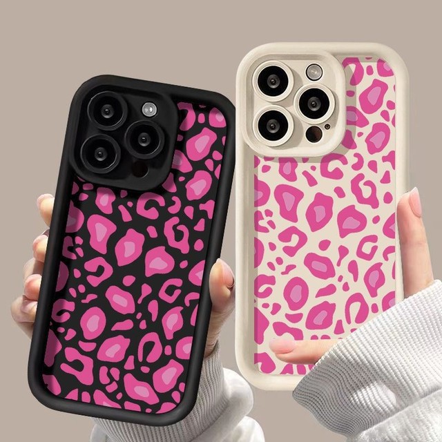 Pink Leopard Liquid Silicone Case for iPhone 16 Pro Max Cover iPhone 15 14 13 11 12 XS Max X XR 7 8 Plus 16 17 Shockproof Case
