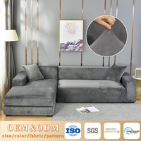 Housse de Canapé en Velours Extensible en Forme de L, Housse Intégrale Épaissie pour Canapé d'Angle, Housse de Canapé pour Salon