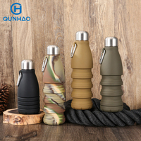 Bouteille d'eau de sport pliable, sans BPA, étanche, grande capacité 550 ml, en silicone, personnalisable OEM ODM