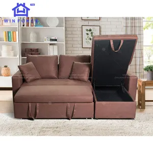 Nieuwe Stijl Aangepaste Stof Corner Couch Woonkamer Slaapbank Met Opslag Sectionele Sofa Sleeper