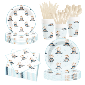 Juego de Vajilla para Fiesta de Revelación de Género con Temática de Osos DAMAI, Decoración de Osos en Acuarela para Baby Shower - Product Image 2