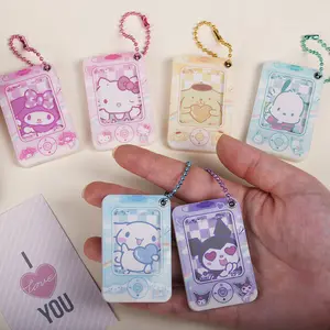 Sanrio porte-clés mignon animal de compagnie dessin animé Animal Kulomi idole amour haricot ID Photo sac pendentif Album pendentif porte-clés porte-clés llaveros