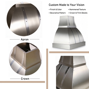 Campana Extractora <span class=keywords><strong>de</strong></span> Lujo Arquitectónica <span class=keywords><strong>de</strong></span> Acero Inoxidable, con Correas <span class=keywords><strong>de</strong></span> Cepillado Suave, Remaches, Forma <span class=keywords><strong>de</strong></span> Campana Curva, Hecha a Mano, Montaje en Pared, Campana Personalizada - Product Image 6