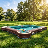 Table de billard humaine gonflable géante à motif bois rétro pour événements d'équipe d'entreprise et location de jeux de pétanque géants