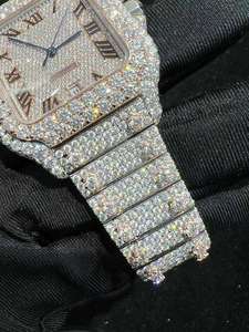 Montre pour homme de style hip-hop de haute qualité, entièrement sertie de diamants en moissanite VVS, bracelet en acier inoxydable mécanique - Product Image 2