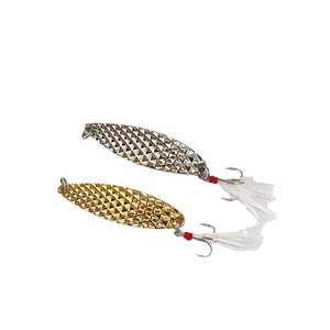 Leurre de pêche en métal Diamond Leech Lure Spinner pour poissons d'eau douce, appât de fond à longue portée, couleur argent et or électrolytique - Product Image 1
