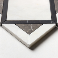 Mosaïque géométrique moderne en marbre naturel noir et blanc, parquet de 8 mm d'épaisseur, crédence murale en jet d'eau pour cuisine et salle de bain