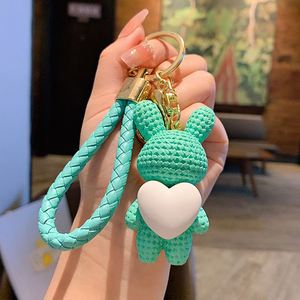 Fashion Cartoon Creative Knitting Love Rabbit Lovely Keychain Couple Bag Car <b>Keyring</b> Pendant Gift - Product Image 5