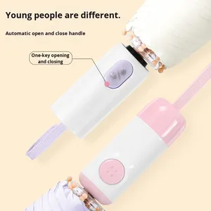 Sombrilla Moderna con Diseño Fresco y Mango en Bloques de Color Macaron, Protección Solar, Doble Uso para Viajes - Product Image 4