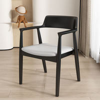 Chaises de salle à manger intérieures modernes de style mid-century, avec structure en bois massif, design capitonné, coussins en cuir PU imperméable pour salle à manger, maison, bureau