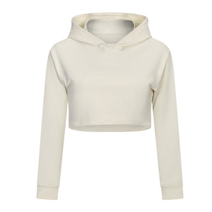 Sudadera con capucha de cuello o deportes de gran tamaño con logotipo personalizado de fábrica 2023, sudadera recortada para gimnasio, sudaderas con capucha para mujer - Product Image 2