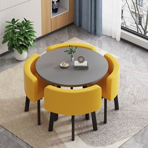 Juego de <span class=keywords><strong>Mesa</strong></span> de Comedor Redonda Pequeña con <span class=keywords><strong>4</strong></span> <span class=keywords><strong>Sillas</strong></span> de Lujo Moderno para Cocina y Restaurante - Product Image 2