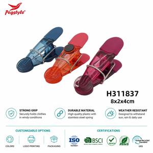 Offre Spéciale – Lot de 15 Pinces à <span class=keywords><strong>Linge</strong></span> Transparentes Colorées Résistantes aux Intempéries en PS+TPR avec Ressort en Acier Inoxydable – Service OEM - Product Image 1