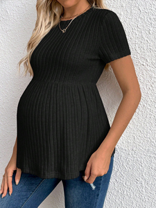 Nueva Camiseta de Maternidad de Manga Corta con Cuello Redondo, Tejido de Punto, Top de <span class=keywords><strong>Embarazo</strong></span> de Gran Venta para Comercio Exterior Europeo y Americano - Product Image 5