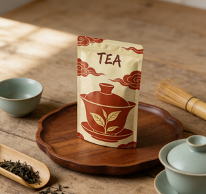 Emballage en plastique pour thé moyen, biscuits, café, aliments, emballage de qualité supérieure, sachet debout mat avec fermeture éclair pour les feuilles de thé - Product Image 3