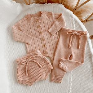 Combinaison en tricot pour bébé fille, rose limonade, côtelée, avec dentelle personnalisée, <span class=keywords><strong>layette</strong></span> pour nouveau-né, vêtements d'hiver à boutons - Product Image 1