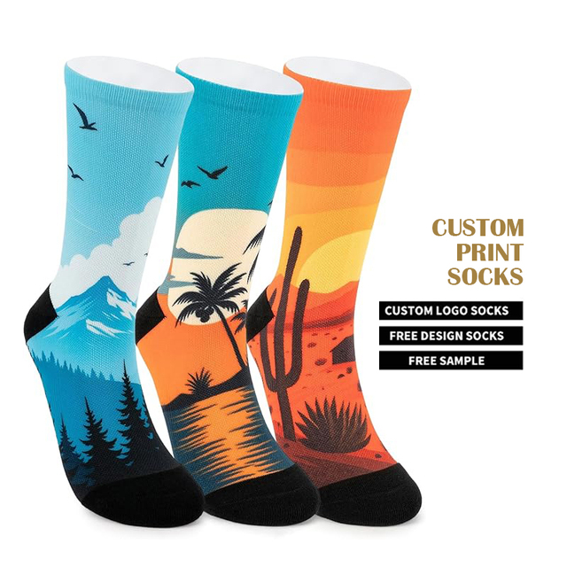 Pattern Character Designer 360 Digital Printing Socks Printer Sublimation Custom Print Cotton Socks Wholesale