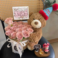 Buket Boneka Beruang Kecil Baru, Bunga Abadi, Ember Pelukan, Hadiah Ulang Tahun untuk Gadis, Hadiah Hari Valentine