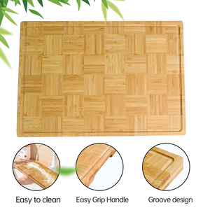 Juego de tres tablas de cortar de bambú natural orgánico duradero Youlike con soporte, juego de tablas de cortar con ranura para jugo - Product Image 5