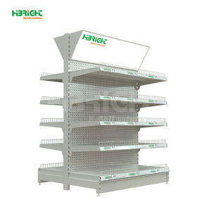 Rak <span class=keywords><strong>Display</strong></span> toko logam ekonomis tugas berat putih dengan kotak lampu iklan - Product Image 1