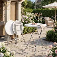 Großhandel Weiße Runde Klappbare Kunststoff-Cocktailtische mit Hohem Gestell für Outdoor-Events, Partys, Bankette und Esstische