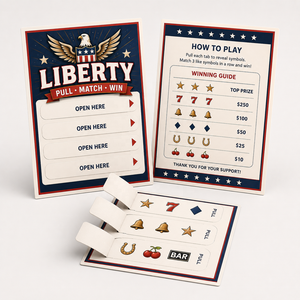 Free Design 5 Window Pull Tab Cards Wholesale Promotion Game Lottery Break Open Tickets Paperboard Pull Tab Tickets in Bulk - Product Image 1
