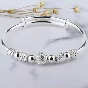 New Korean Fashion <strong>Silver</strong> Plated White Copper Lucky Beads <strong>Bangles</strong> for Women Bracelets Luxury Designer Party Wedding Jewelry - Product Image 4
