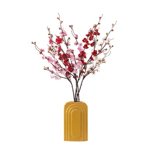 MWMW36860 ดอกไม้ประดิษฐ์Fauxก้านยาวPlum Blossom Wintersweetสําหรับตกแต่งบ้าน