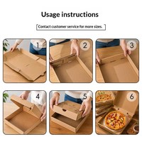 Kotak Pizza Kustom Kraft Karton Bergelombang Food Grade Sekali Pakai Tahan Air Bahan Daur Ulang 10 12 14 Inch Logo Dicetak