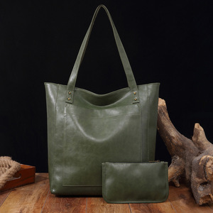 Women's <b>Soft</b> <b>Leather</b> Hand <b>Bags</b> Oil Wax <b>Leather</b> Large Capacity Single Shoulder <b>Bags</b> Classic Tote <b>Bag</b> Set Pocket PU <b>Leather</b> Ladies - Product Image 6