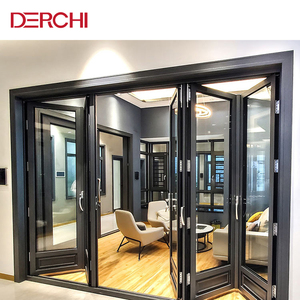 Porte pliante en <span class=keywords><strong>aluminium</strong></span> à rupture de pont thermique DERCHI, vente chaude aux États-Unis, certifiée NFRC, porte accordéon en verre pour balcon, porte patio pliante - Product Image 3