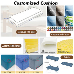 Coussin de banc d'extérieur matelassé épais, design incurvé, rembourrage en <span class=keywords><strong>mousse</strong></span>, housse amovible et lavable - Product Image 6