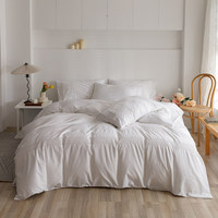 Parure de lit Quanke élégante de style britannique en coton égyptien sergé, avec double dentelle, housse de couette blanche, standard britannique, linge de lit en gros