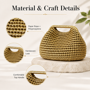 Borsa Clutch in Paglia di Alta Qualità con Texture Metallica, Fatta a Mano, per Donne, Serate, Matrimoni, Piccola Borsetta, Pochette all'Uncinetto, Borsa da Spiaggia - Product Image 4
