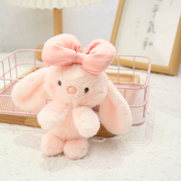 Peluche Lapin Doux et Moelleux avec Grand Nœud en Satin – Trois Couleurs – OEM ODM Personnalisé Vente en Gros