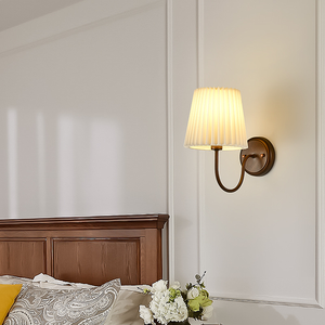 American Retro Single Head LED Wall French Country Style Tela de hierro para dormitorio Mesita de noche Sala de estar E14 Espejo de pared Faro - Product Image 6