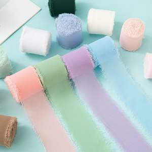 Ruban en Chiffon et Satin Effiloché à la Main Style Classique Largeur 4cm pour Fleurs de Mariage, Emballage Cadeau et Ruban Décoratif - Product Image 4