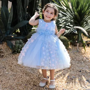 बिक्री पर MQATZ प्यारा लड़की राजकुमारी पोशाक फूल बच्चे 0-3 साल शाम पोशाक Tulle बपतिस्मा तितलियों सजावट